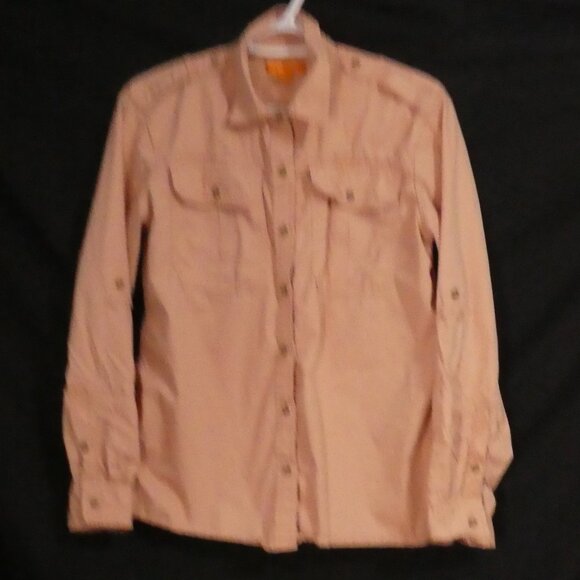 JOE FRESH medium Pink Button-Up Shirt With Shoulder & Sleeve Roll Tabs & Pockets - Picture 2 of 15